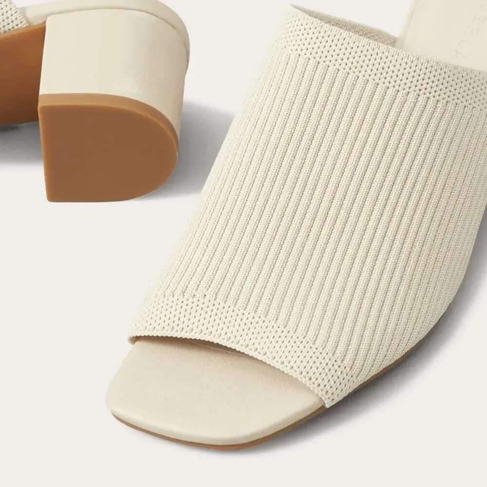Everlane Glove Mule ReKnit Bone Ivory Square Toe Block Heel Size 10.5 - Picture 4 of 6